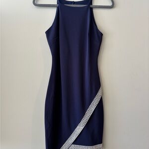 by & by Navy Dress with Silver Trim
